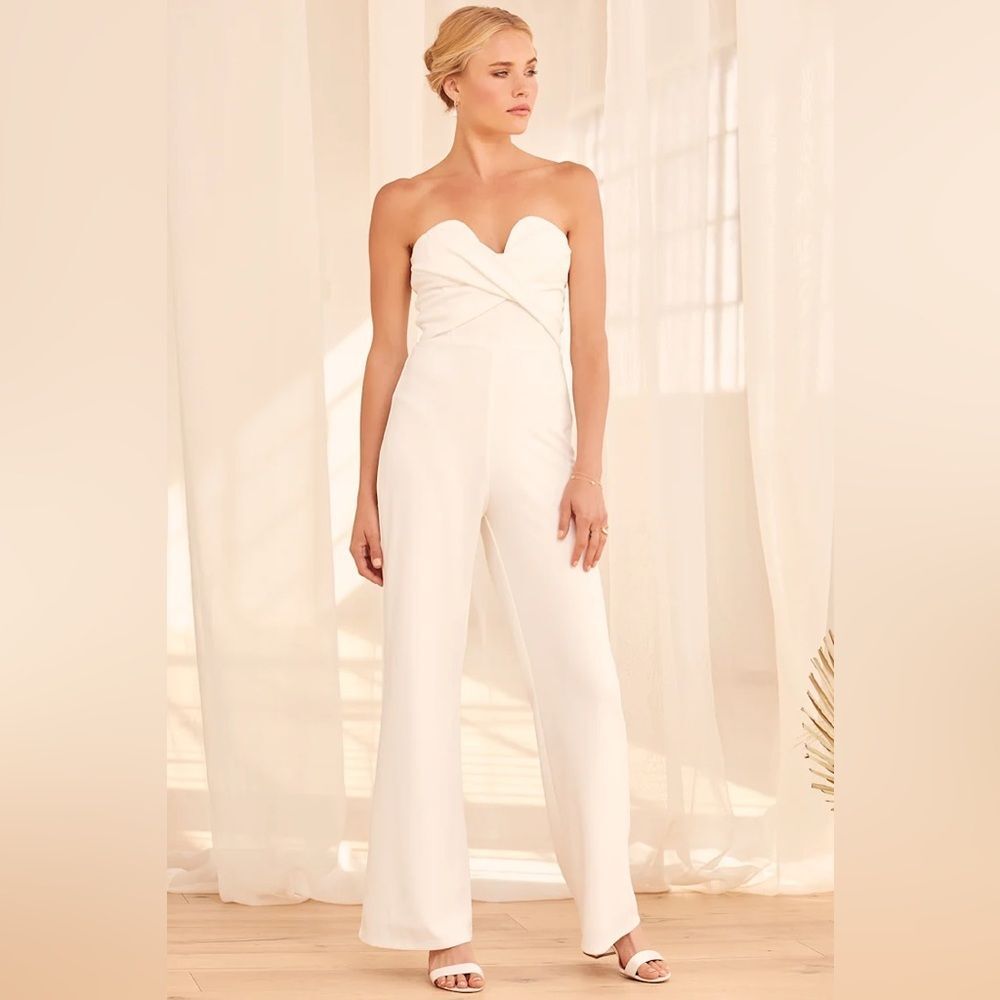Lulus Total Confidence White Strapless Jumpsuit
